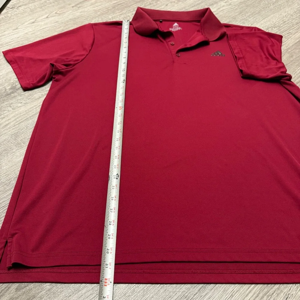 Adidas Mens Primegreen Polo Shirt 2XLT Burgundy Red‎ Short Sleeve Performance